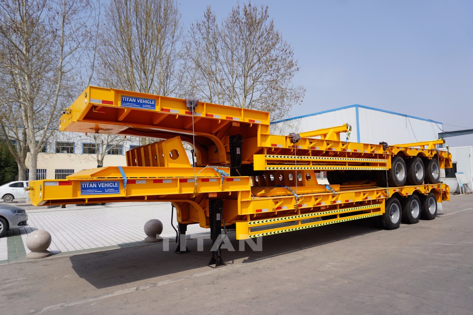 Drop deck low bed trailer