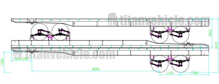 Drawing of 2 Axle 50Ton Sideboard Trailer