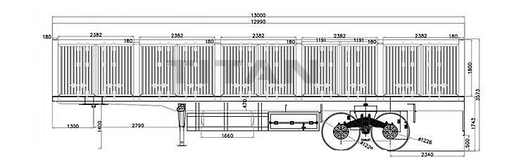 Drawing of 2 Axle Skate Semi Trailer