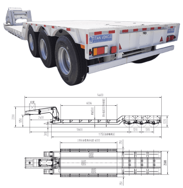 3 Axle 60 Tons Detachable Gooseneck Trailer for Sale in Djibouti